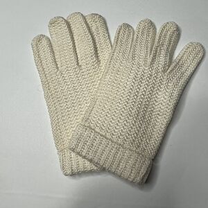 Vintage White Knit Cotton Gloves Women Size Large - Made in Japan